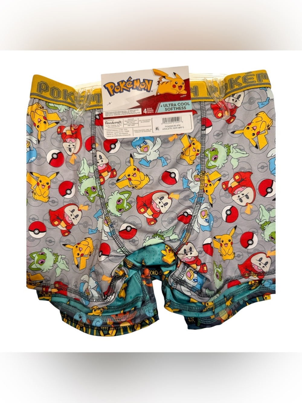 Pokémon Boys Boxer Briefs - Gray with Pikachu & Poké Ball Print Sz 10